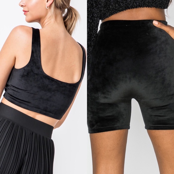*2 S Left* Velour Crop Tank & Biker Short Set - Picture 5 of 5